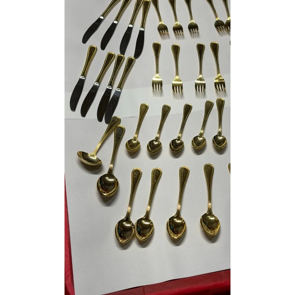 Melissa B Japan‎ Gold Flatware Set 39-Pc Stainless Steel Vintage